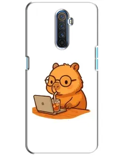 Чехол для Realme X2 Pro с картинкой «Капибара с ноутбуком»