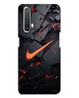 Чехол для Realme X3 с картинкой «Nike — эффект разломов»