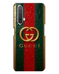 Чехол для Realme X3 с картинкой «Gucci — фирменная полоса и золото»