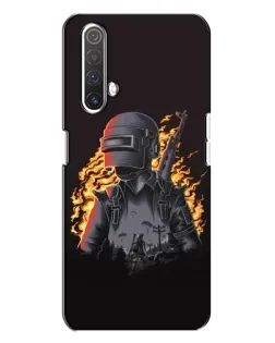 Чехол для Realme X3 с картинкой «PUBG — огненный силуэт»