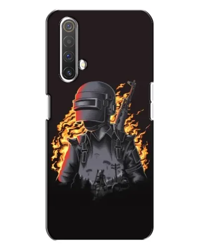 Чехол для Realme X3 с картинкой «PUBG — огненный силуэт»