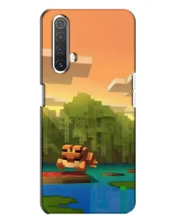 Чехол для Realme X3 с картинкой «Майнкрафт закат солнца»