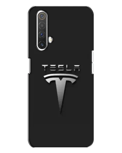 Чехол для Realme X3 с картинкой «Стальной логотип Tesla»