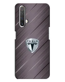 Чехол для Realme X3 с картинкой «Металлическая текстура Tesla»