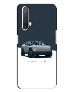 Чехол для Realme X3 с картинкой «Серебристый Cybertruck Tesla»