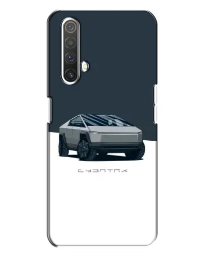 Чехол для Realme X3 с картинкой «Серебристый Cybertruck Tesla»