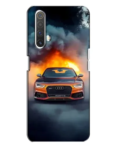 Чехол для Realme X3 с картинкой «Audi в огненном дыму»