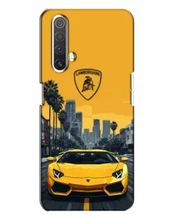 Чехол для Realme X3 с картинкой «Желтый Lamborghini город»