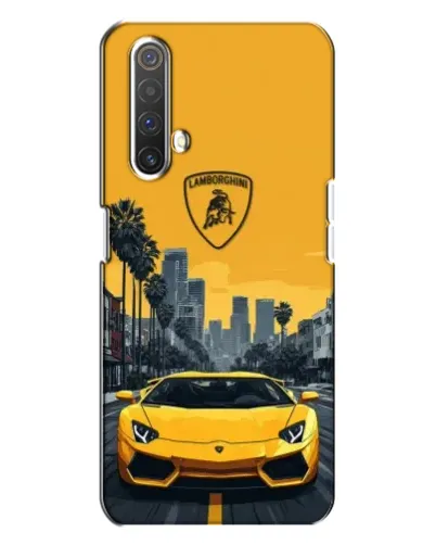Чехол для Realme X3 с картинкой «Желтый Lamborghini город»