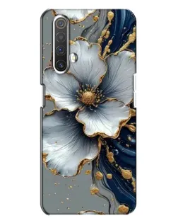 Чехол для Realme X3 с картинкой «Белый цветок и золотой флюид»