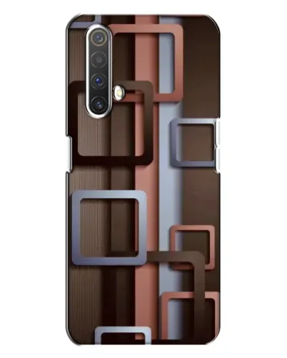 Чехол для Realme X3 с картинкой «Коричневые объемные квадраты»