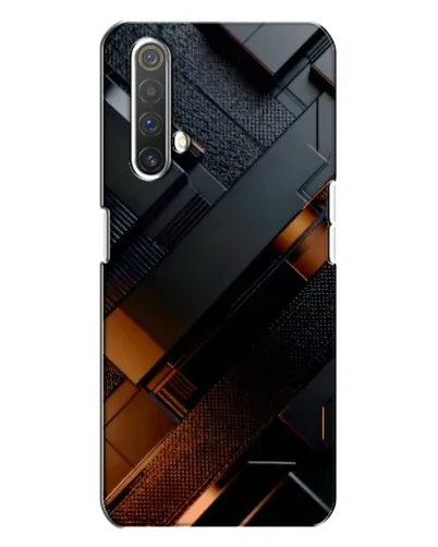 Чехол для Realme X3 с картинкой «Черные геометрические блоки»