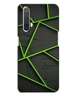 Чехол для Realme X3 с картинкой «Зеленые геометрические линии»