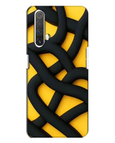 Чехол для Realme X3 с картинкой «Черное желтое переплетение»