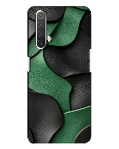 Чехол для Realme X3 с картинкой «Зеленые кожаные волны»