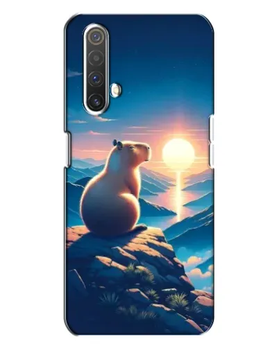 Чехол для Realme X3 с картинкой «Закат солнца с капибарой»