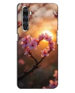 Чехол для Realme X50 Pro с картинкой «Розовый цвет сердце на фоне заката»