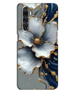 Чехол для Realme X50 Pro с картинкой «Белый цветок и золотой флюид»