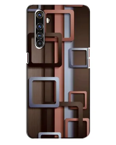 Чехол для Realme X50 Pro с картинкой «Коричневые объемные квадраты»