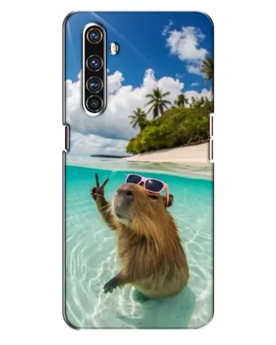 Чехол для Realme X50 Pro с картинкой «Капибара на море»
