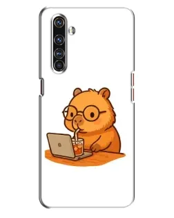 Чехол для Realme X50 Pro с картинкой «Капибара с ноутбуком»