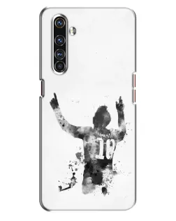Чехол для Realme X50 Pro с картинкой «Черно-белый силуэт Месси»