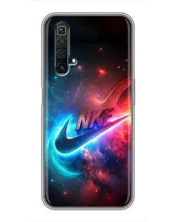 Чехол для Realme X50 с картинкой «Огненный логотип Nike»