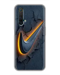 Чехол для Realme X50 с картинкой «Объемный логотип Найк»