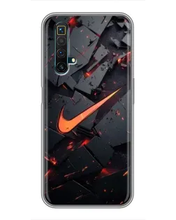Чехол для Realme X50 с картинкой «Nike — эффект разломов»