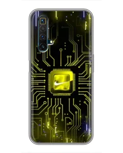Чехол для Realme X50 с картинкой «Nike — золотая искра»