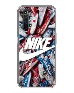 Чехол для Realme X50 с картинкой «Коллаж кроссовок Найк»
