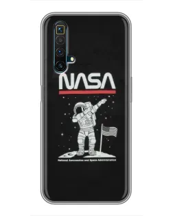 Чехол для Realme X50 с картинкой «NASA — шагаем по Луне»