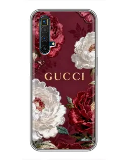 Чехол для Realme X50 с картинкой «Gucci — бордовые розы»