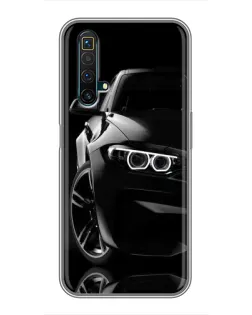 Чехол для Realme X50 с картинкой «Черная BMW — профиль»