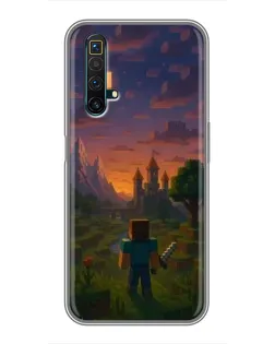 Чехол для Realme X50 с картинкой «Стив у башни»