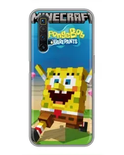 Чехол для Realme X50 с картинкой «Губка Боб Minecraft»