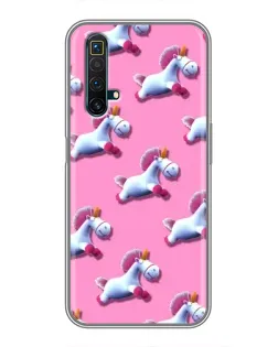 Чохол для Realme X50 з картинкою «Єдинороги на рожевому»