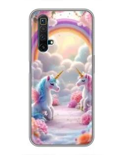 Чохол для Realme X50 з картинкою «Веселка і єдинороги»
