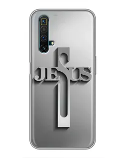 Чохол для Realme X50 з картинкою «Металевий хрест Jesus»
