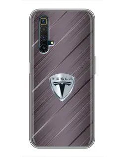 Чехол для Realme X50 с картинкой «Металлическая текстура Tesla»