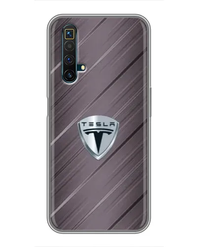Чехол для Realme X50 с картинкой «Металлическая текстура Tesla»