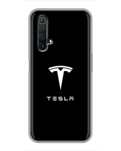 Чехол для Realme X50 с картинкой «Tesla White Logo»