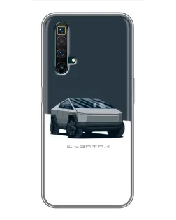 Чехол для Realme X50 с картинкой «Серебристый Cybertruck Tesla»