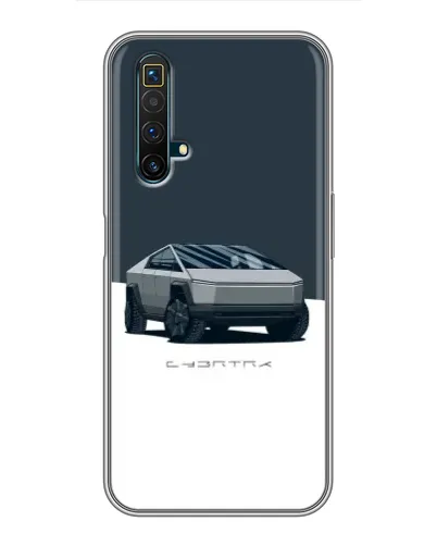 Чехол для Realme X50 с картинкой «Серебристый Cybertruck Tesla»