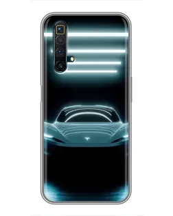 Чехол для Realme X50 с картинкой «Tesla в неоне»