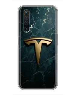 Чехол для Realme X50 с картинкой «Мраморная Tesla Gold»