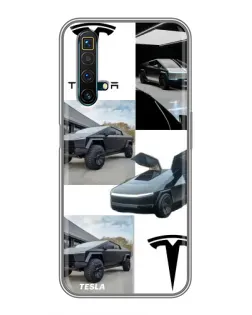 Чехол для Realme X50 с картинкой «Коллаж Cybertruck Tesla»