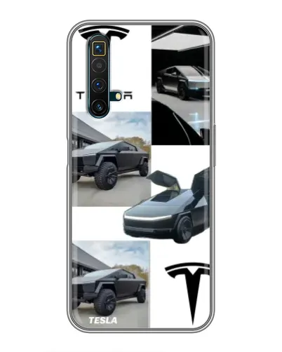 Чехол для Realme X50 с картинкой «Коллаж Cybertruck Tesla»