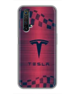 Чехол для Realme X50 с картинкой «Тесла красный карбон»