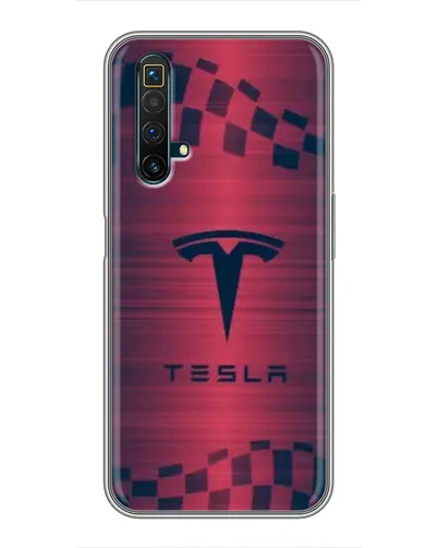 Чехол для Realme X50 с картинкой «Тесла красный карбон»